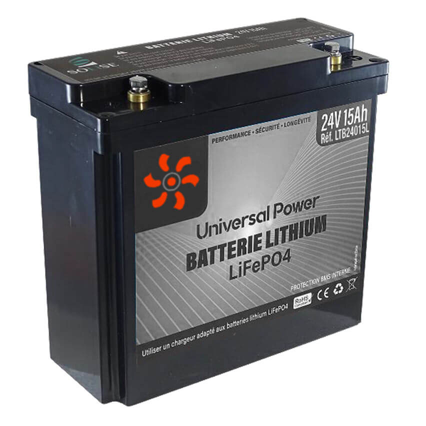 Batterie lithium 24V 15Ah - Réf. LTB24015L - Li-Tech batteries lithium  professionnelles