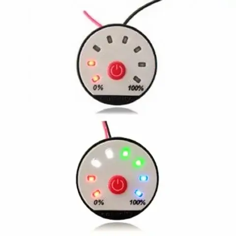 LI-TECH - Réf. IND001R - Indicateur à led universel peut être utilisé pour des batteries au plomb, lithium fer phosphate et NMC de 8V à 59V.