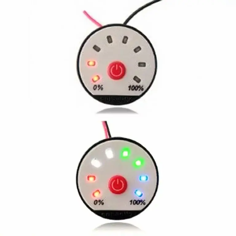 LI-TECH - Réf. IND001R - Indicateur à led universel peut être utilisé pour des batteries au plomb, lithium fer phosphate et NMC de 8V à 59V.