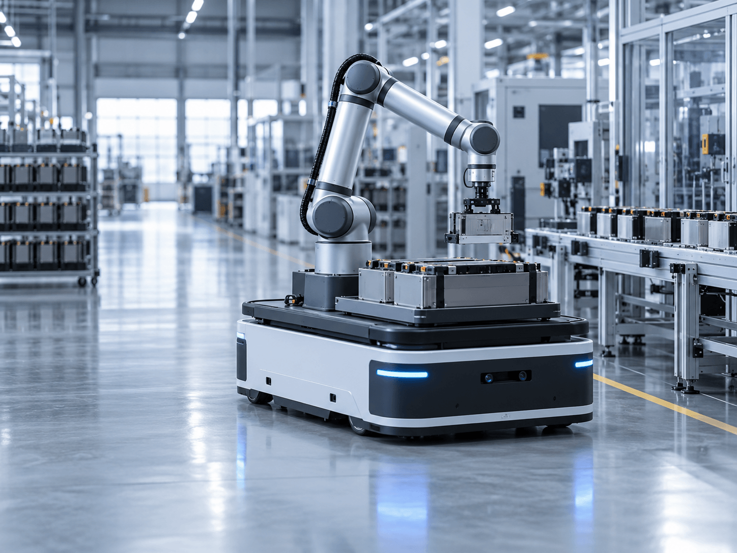 Robot industriel autonome alimenté par batterie lithium