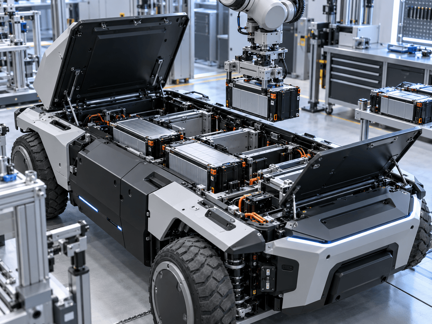Système de recharge pour batterie de robot industriel